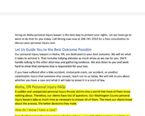 Aloha, OR, Personal Injury Lawyer