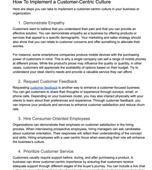 Building an Effective Customer-Centric Business